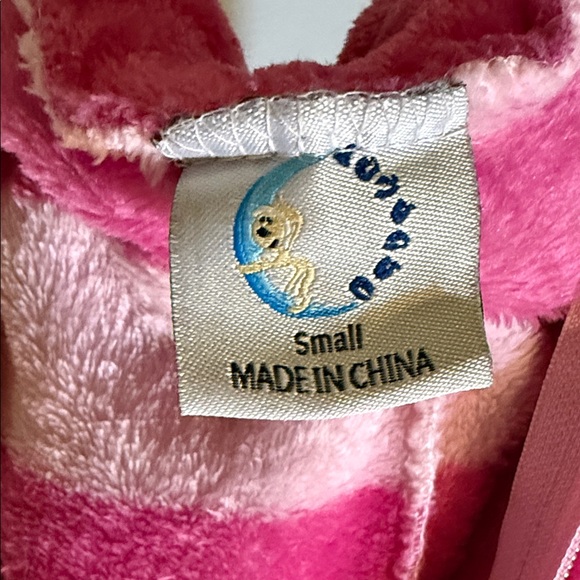 Alice in Wonderland Pink Striped Chesire Cat Onesie with Hood and Tail - Picture 2 of 5